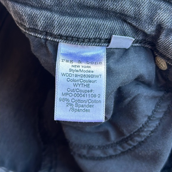 Rag & Bone Nina high-rise ankle skinny jeans w/ stretch, charcoal gray WYTHE - Picture 9 of 12